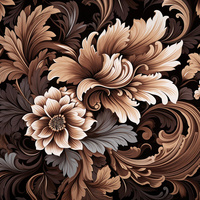 FLOWERS WZ.9/ Mocha Mousse  - looped knit fabric