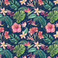 TROPICAL JUNGLE / dark blue - Upholstery velour