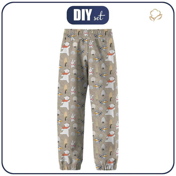CHILDREN'S SOFTSHELL TROUSERS (YETI) - WINTER PARTY PAT. 1 (WINTER FUN) / ACID WASH BEIGE (86/92)
