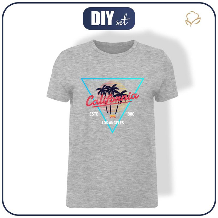 HERREN T-SHIRT -  CALIFORNIA Ms. 2 / melange hellgrau - Single Jersey XS