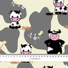COWS ON BEIGE - Cotton muslin