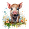 WATERCOLOR PIGGY - Paneel (75cm x 80cm) bavlněná tkanina