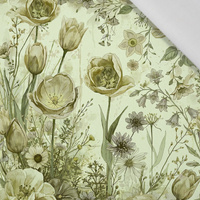 PASTEL FLOWERS WZ. 30 / lime cream - tkanina wiskozowa