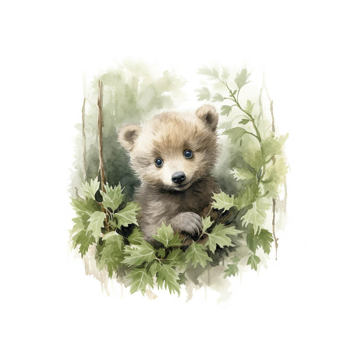 WATERCOLOR LITTLE BEAR - panel (60cm x 50cm) Waterproof woven fabric