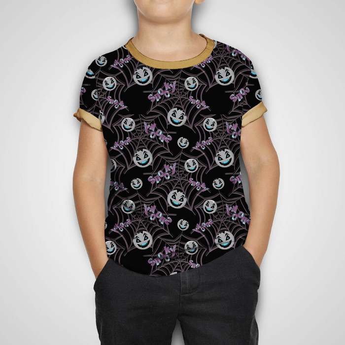 SPOOKY SMILES (SCARY HALLOWEEN) - looped knit fabric with elastane ITY