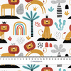 PAINTED LIONS - Cotton woven fabric
