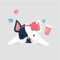 Schlafende Hund (J'adore Paris) / pfirsich - Paneel Sommersweat