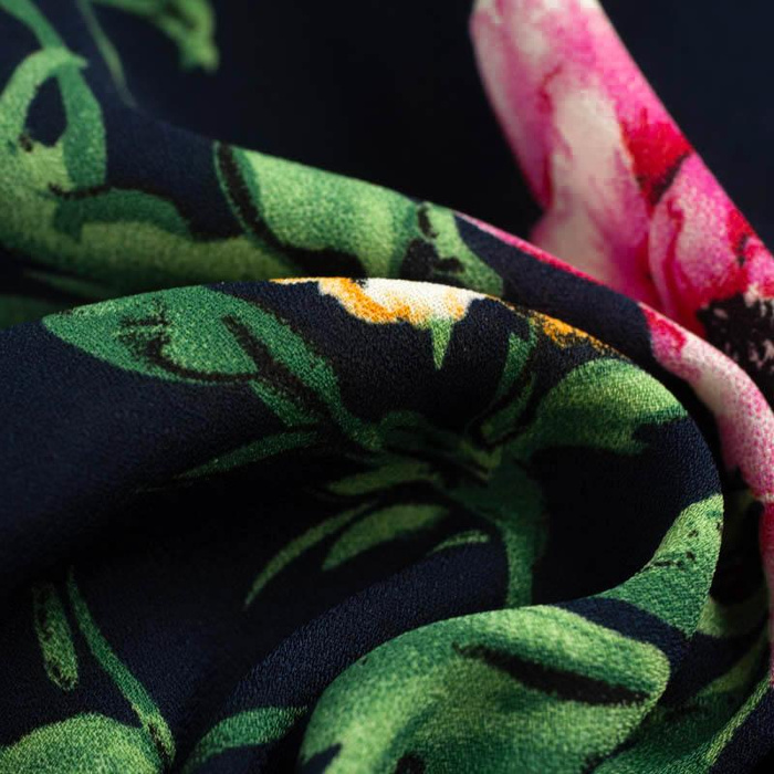 PÄONIENBLÜTEN m. 2 / navy - Georgette