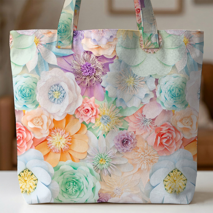 PASTEL FLOWERS WZ. 20 - Slub Weave