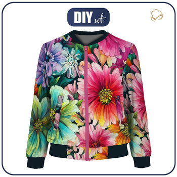 DAMEN BOMBERJACKE (KAMA) - BUNTE BLUMEN M. 1 - Nähset XL