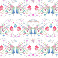 50cm CHILDREN FOLK / white - Cotton woven fabric