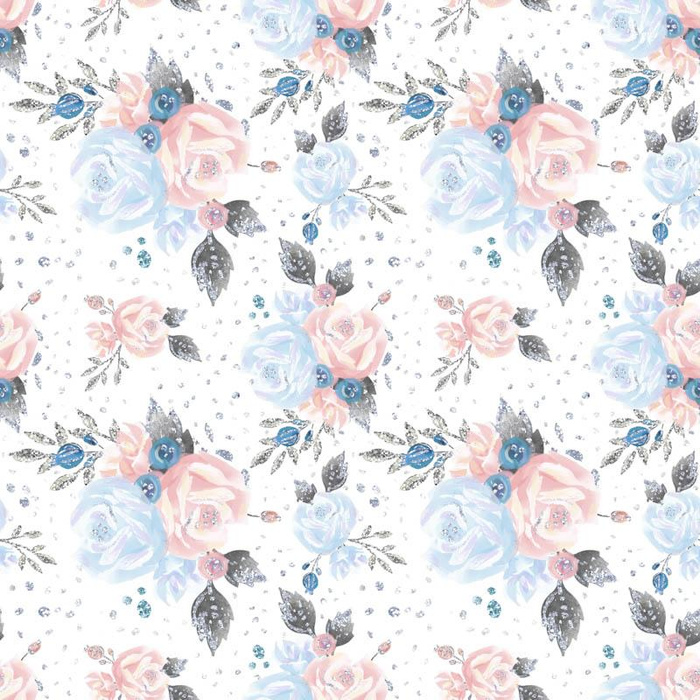 ICE FLOWER BOUQUET (ENCHANTED WINTER) - Waterproof woven fabric