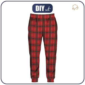 MEN'S JOGGERS (GREG) - CHECK / red - sewing set