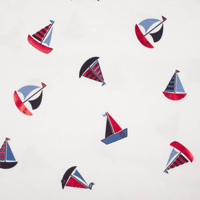 SEGELSCHIFFE m. 2 / weiß - Single Jersey 
