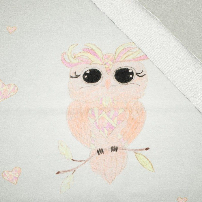 OWL / Hearts -  panel looped knit 