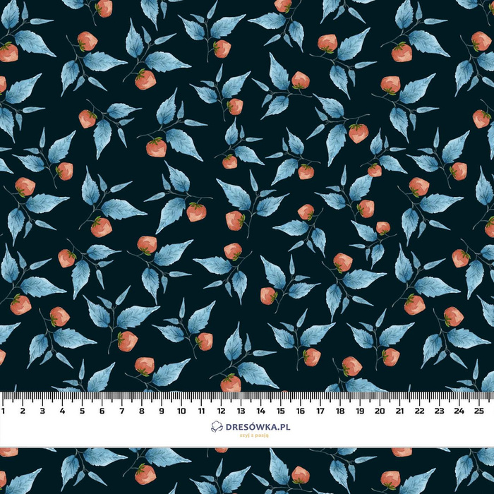 BLUE LEAVES / black - looped knit fabric with elastane ITY