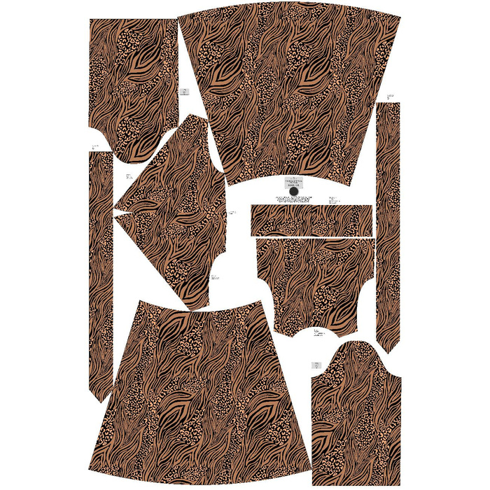 WRAP MIDI DRESS (BIANCA) - ANIMALS MIX / caramel - sewing set XXL