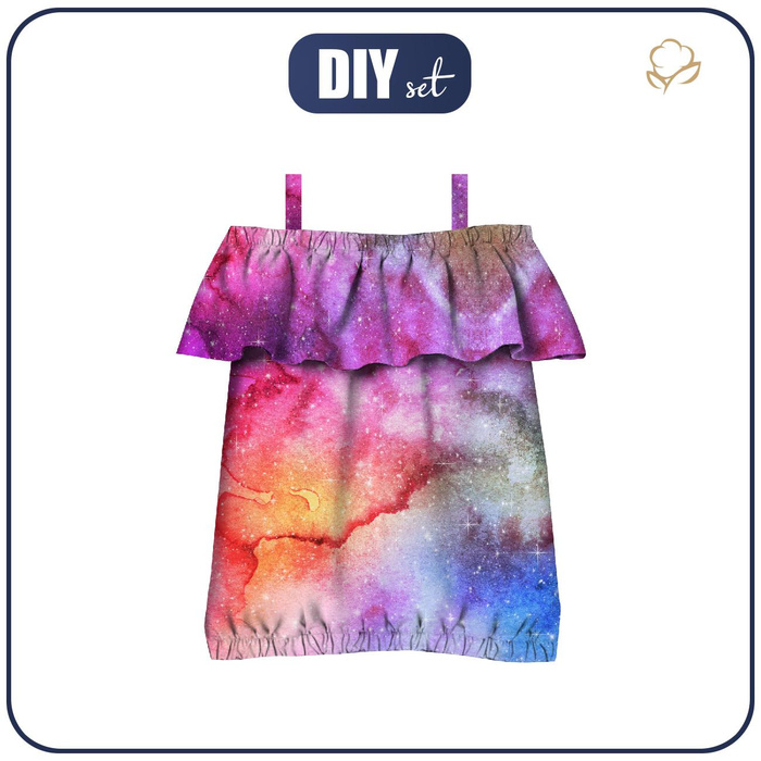 Carmenausschnitt Bluse (SARA) - AQUARELL GALAXIE MS. 4 - Nähset - 146-152