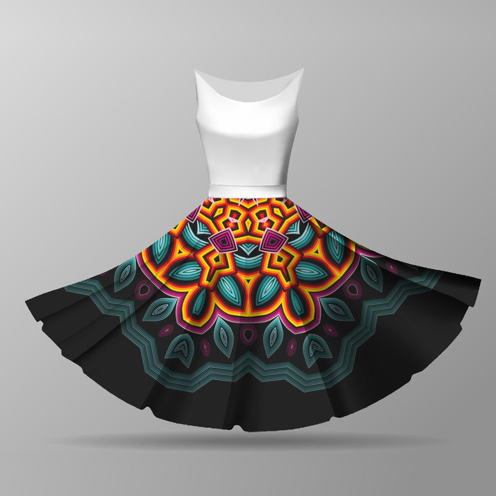 COLORFUL MANDALA - circle skirt panel M