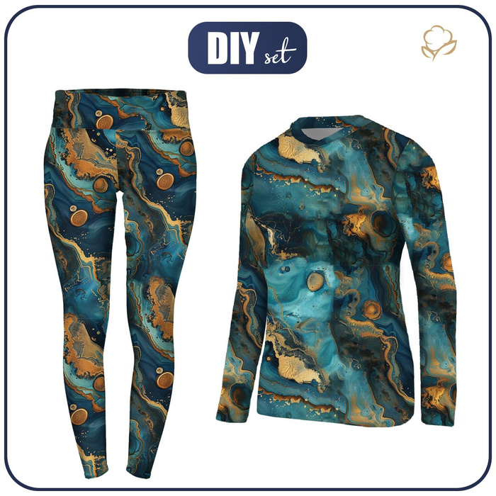 THERMO KOMPLET DAMSKI (JANE) - alcohol ink wz.16 TEAL - zestaw do uszycia