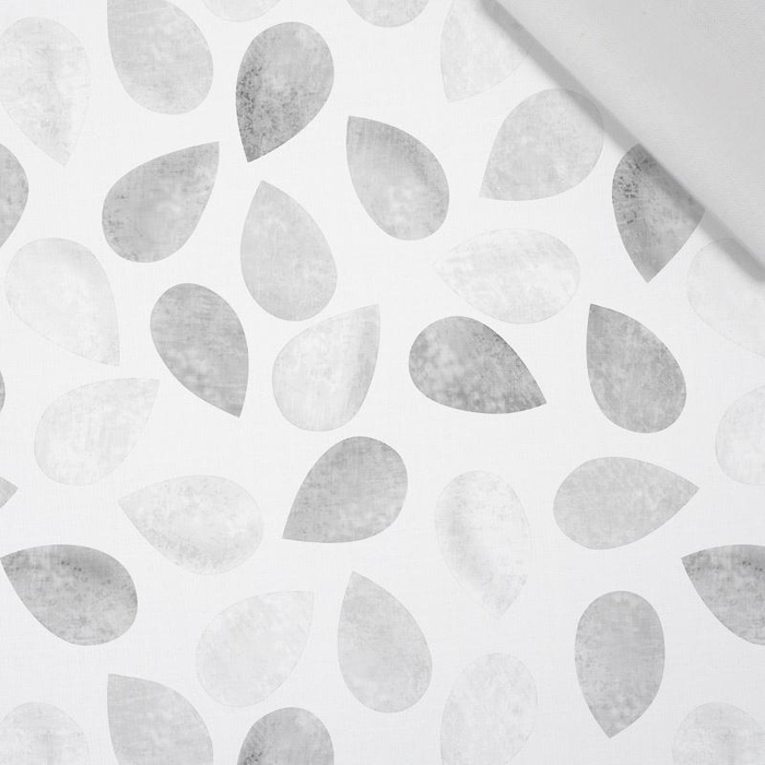 BIG LEAVES MIX / light grey - Cotton woven fabric