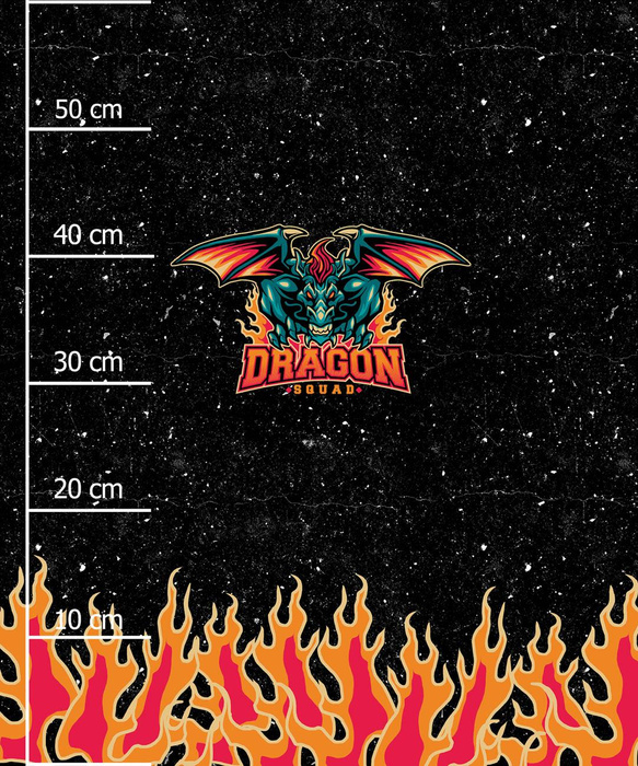 DRAGON PAT. 1 / black -  PANEL (60cm x 50cm) looped knit fabric with elastane ITY