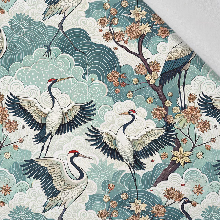 Japanese Garden wz.2 (birds) - Cotton woven fabric