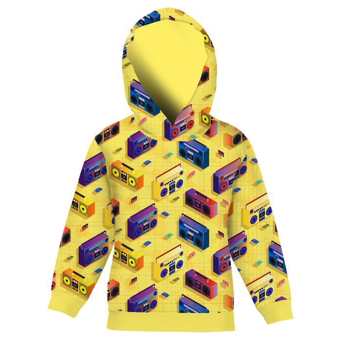KINDER HOODIE (ALEX) - BOOMBOX (retro) / gelb - Nähset