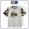 KID’S T-SHIRT- TRACTOR GREEN/ melange light grey- single jersey (128/134)