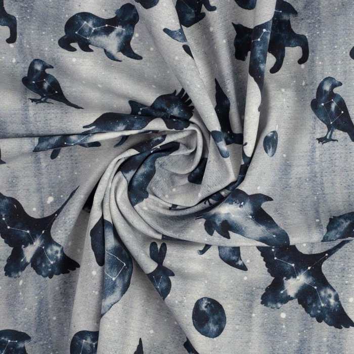 ANIMALS MIX (GALACTIC ANIMALS) / grey - Cotton woven fabric