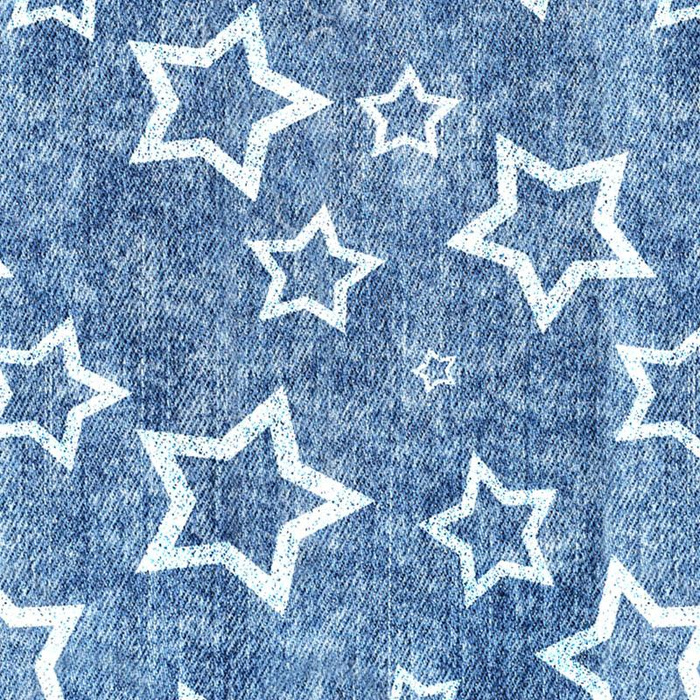 WEIß STERNE (KONTUR) / vintage look jeans dunkelblau - Viskose-Jersey