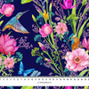 KINGFISHERS AND BUTTERFLIES (KINGFISHERS IN THE MEADOW) / dark blue - Quick-drying woven fabric