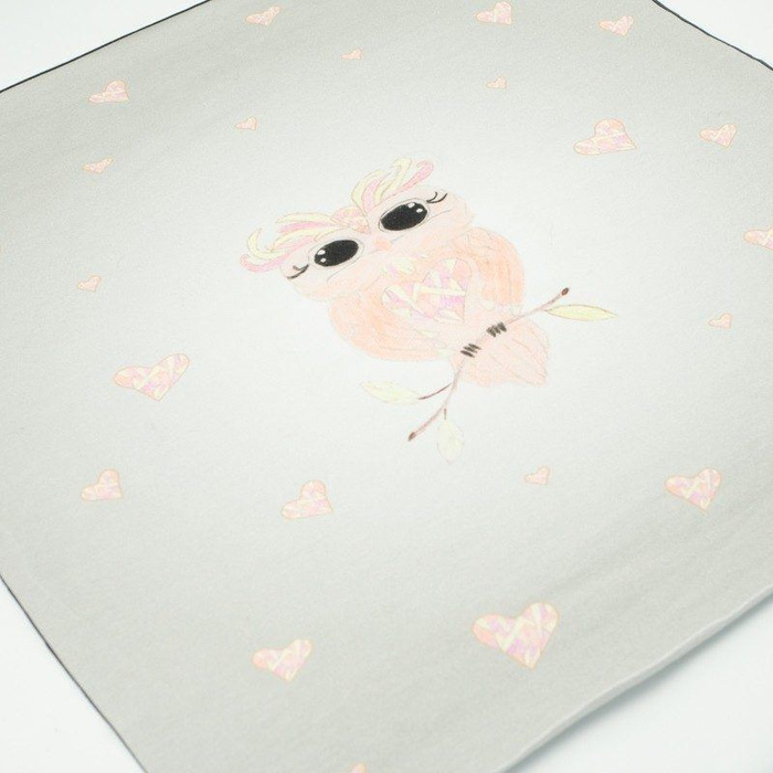 OWL / Hearts -  panel looped knit 