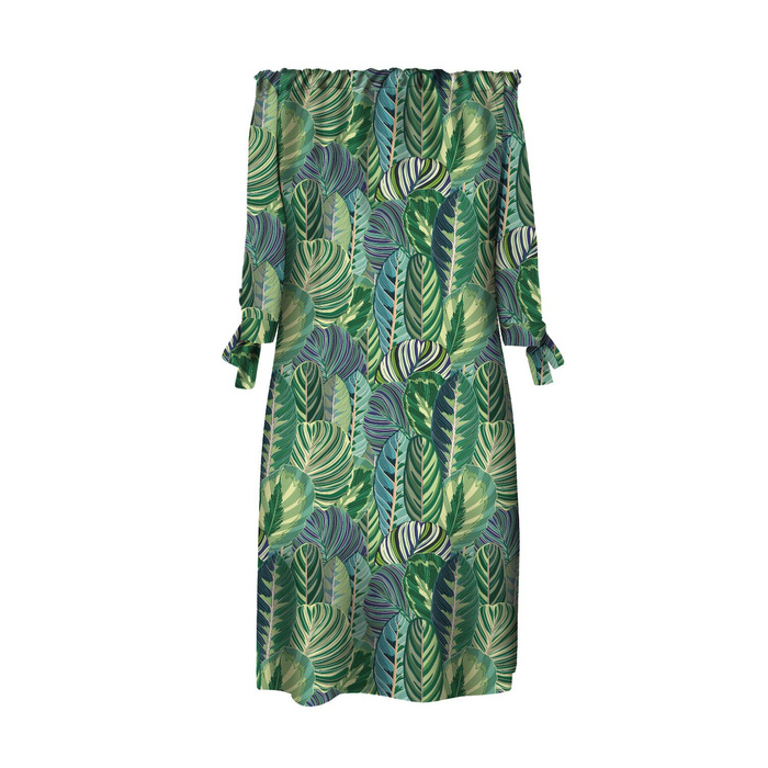 DRESS "CARMEN" - GREEN JUNGLE pat. 1 - crepe L