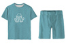 KINDERPYJAMA "ADA" - QUALLEN / FISCHSCHWARM (BLAUER PLANET) - Bambus-Single Jersey mit Elastan (110/116)