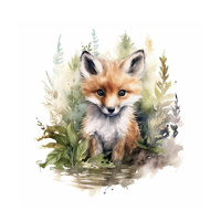 WATERCOLOR FOX - PANEL (60cm x 50cm) Panama 220g
