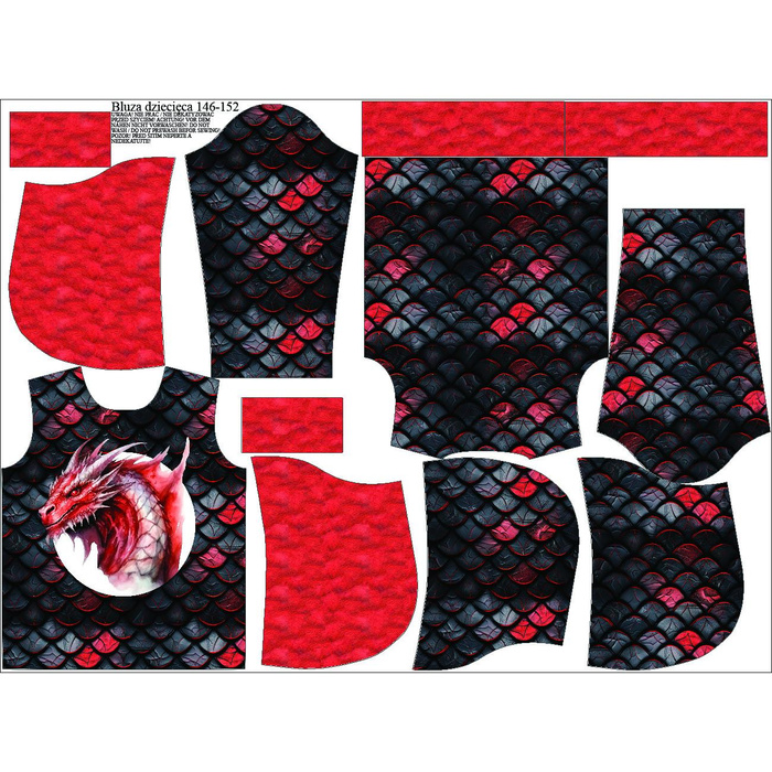 KID'S HOODIE (ALEX) - dragon red  - sewing set (146/152)