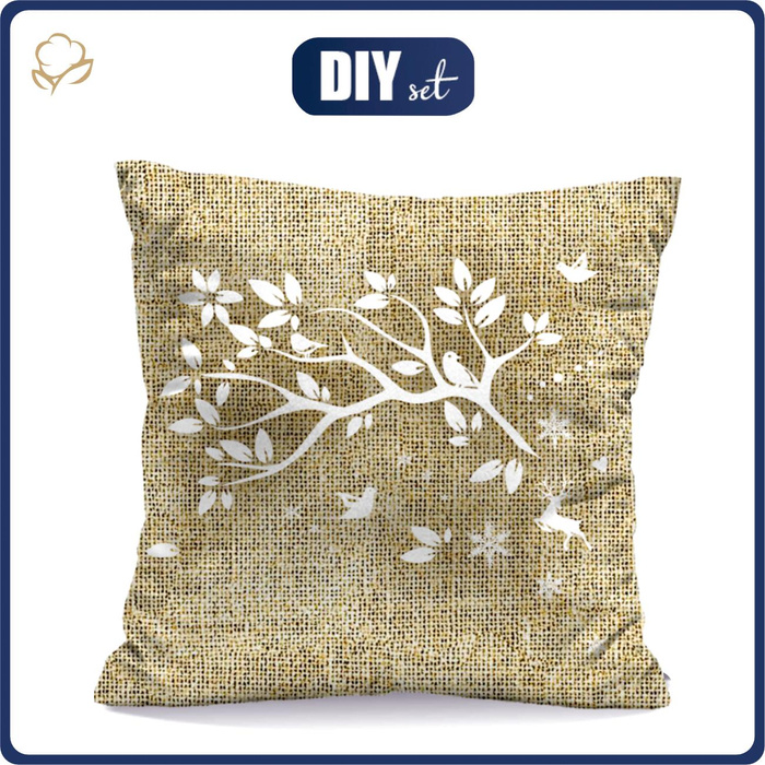 PILLOW 45x45 - TWIG / jute - Upholstery velour - sewing set