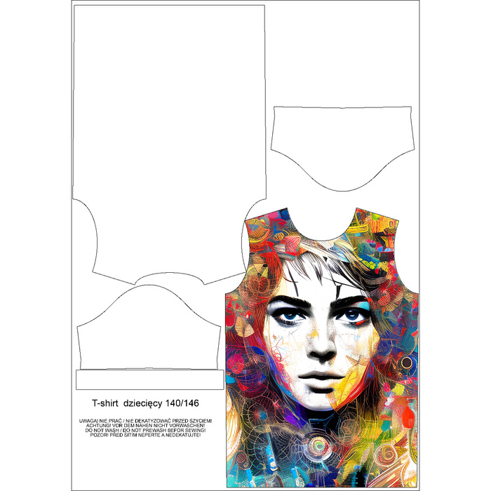 KINDER T-SHIRT - ABSTRACT GIRL M. 1 - Nähset (140/146)