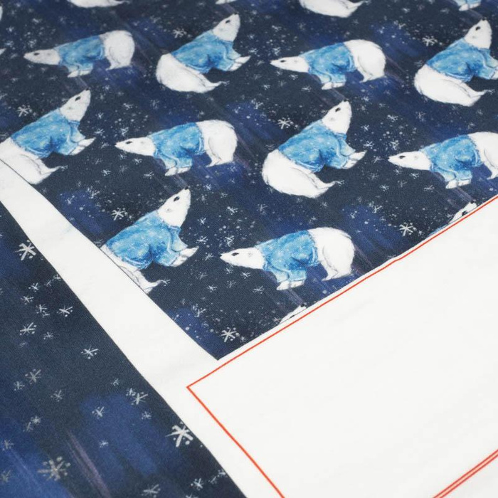 DĚTSKÉ PYŽAMO "MIKI" - BÍLÝ MEDVĚD V SVETR / navy (OČAROVANÁ ZIMA) - Sada šití