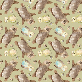 BEARS AND OWLS (FOREST ANIMALS) - Waterproof woven fabric