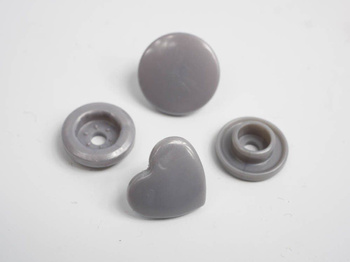 Druckknöpfe KAM Herzen 12 mm grau - 10 Sets