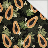 PAPAYA ORANGE & BLACK - looped knit fabric with elastane ITY