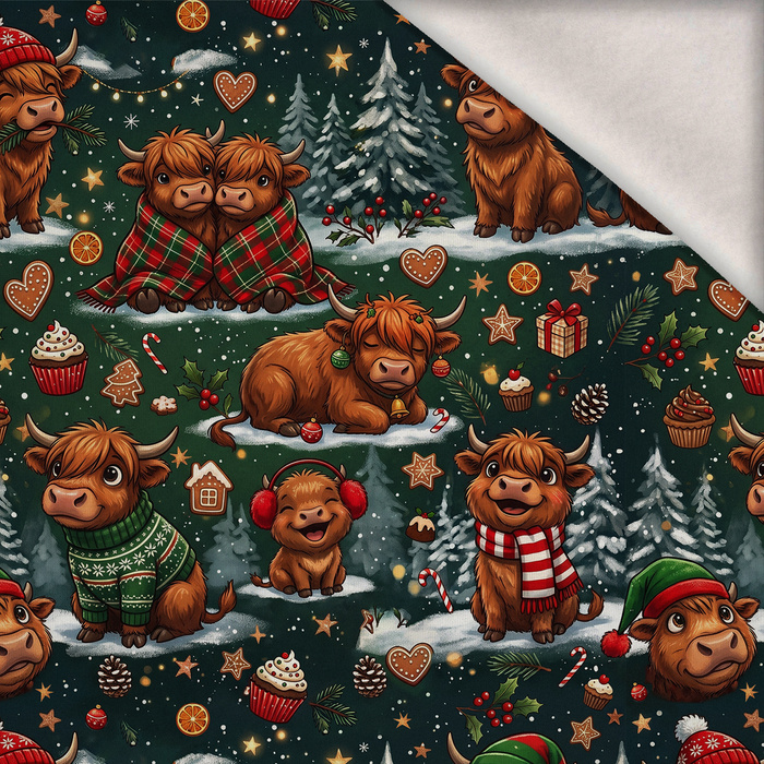 CHRISTMAS HIGHLAND COWS - Wintersweat angeraut mit Elastan ITY