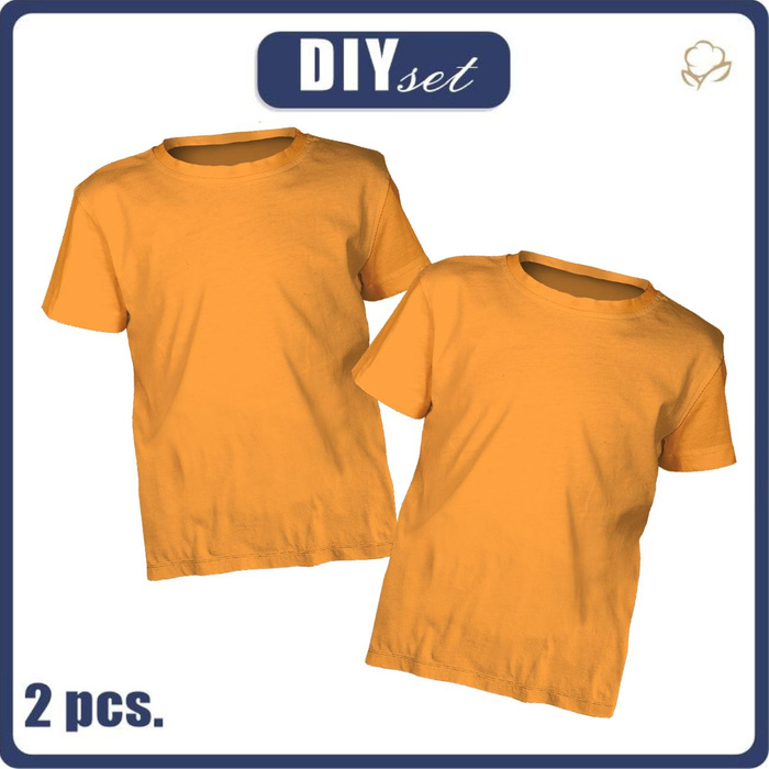 2-PACK - BASIC KID’S T-SHIRT -  LIGHT ORANGE- sewing set (140/146)