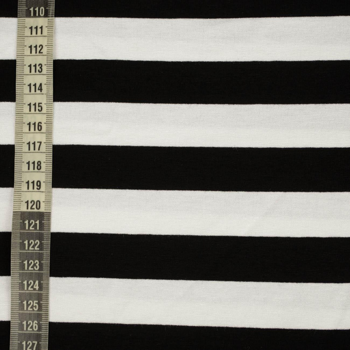 Viskose Jersey - STREIFEN WEIß / SCHWARZ 2,0cm x 2,0cm