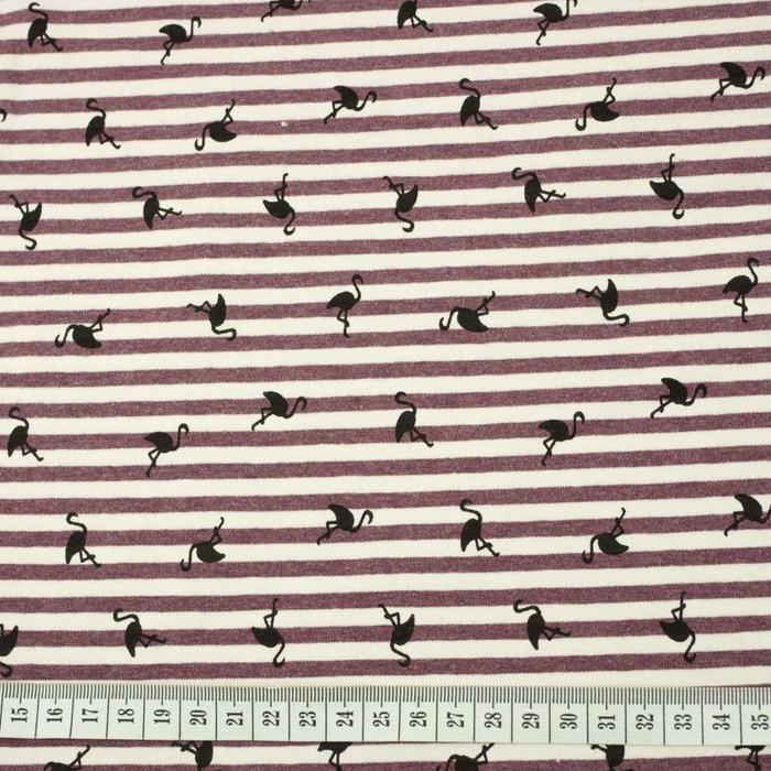 STRIPED FLAMINGOS / aubergine - single jersey TE210