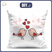 PILLOW 45X45 - BIRDS IN LOVE (HAPPY VALENTINE’S DAY) - Cotton woven fabric - sewing set