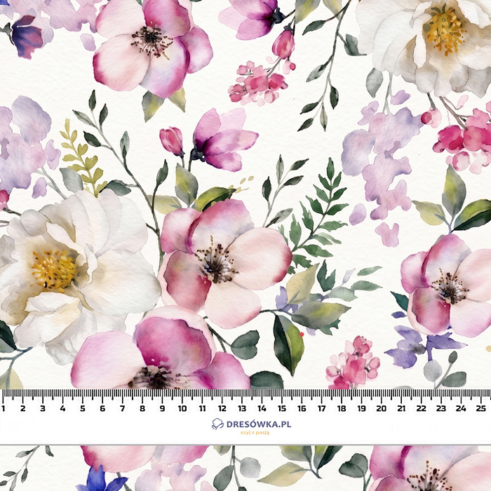 PASTEL FLOWERS WZ. 21 - Slub Weave