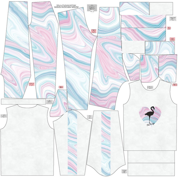 Children's tracksuit (MILAN) - FLAMINGO / WATERCOLOR - looped knit fabric (146/152)